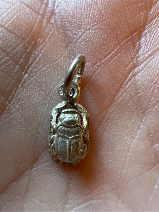 925 Sterling Silver Jewelry - Vintage Egyptian Scarab Beatle Sterling Silver charm